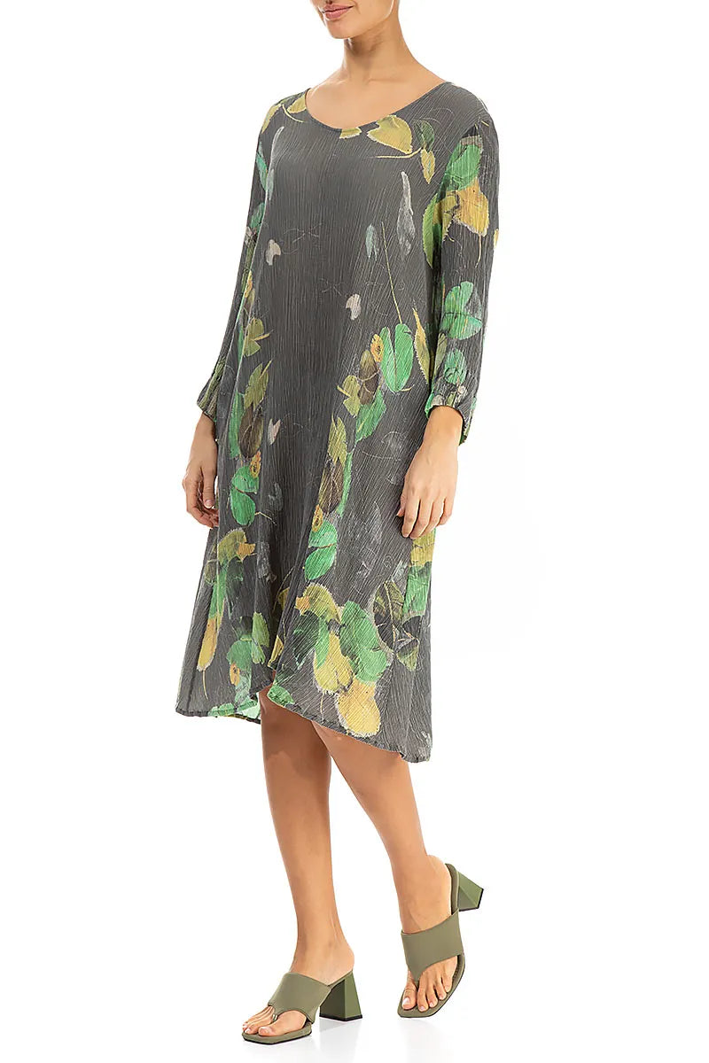 Crinkled Waterlilies Silk Viscose Dress 3