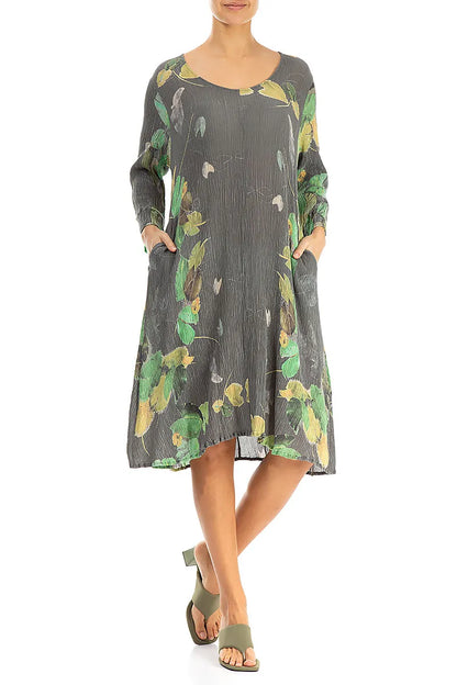 Crinkled Waterlilies Silk Viscose Dress 4