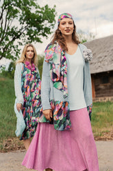 Crinkled Wild Berry Silk Viscose Maxi Skirt 6