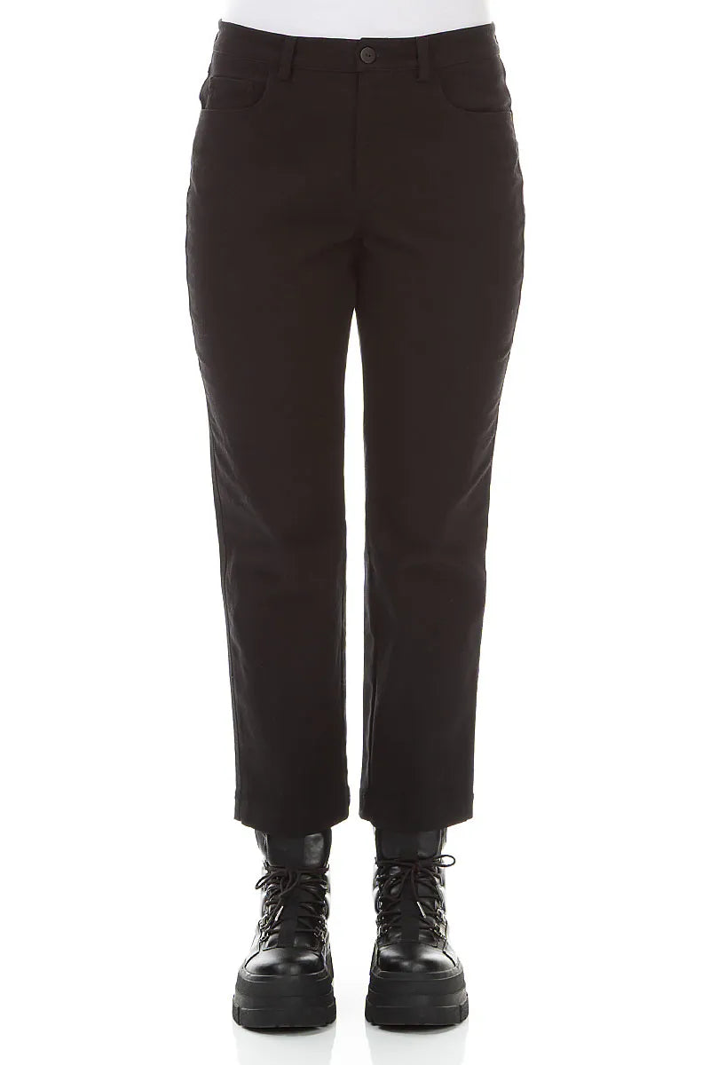 Pantalon en Coton denim noir raccourci