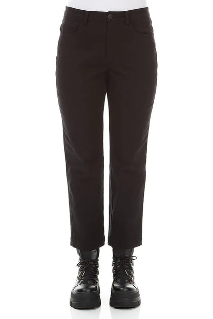 Pantalon en Coton denim noir raccourci