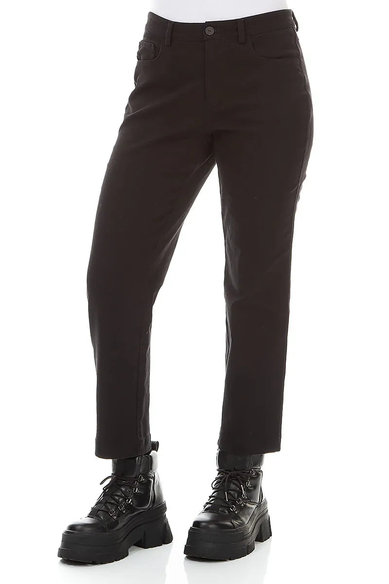 Pantalon en Coton denim noir raccourci