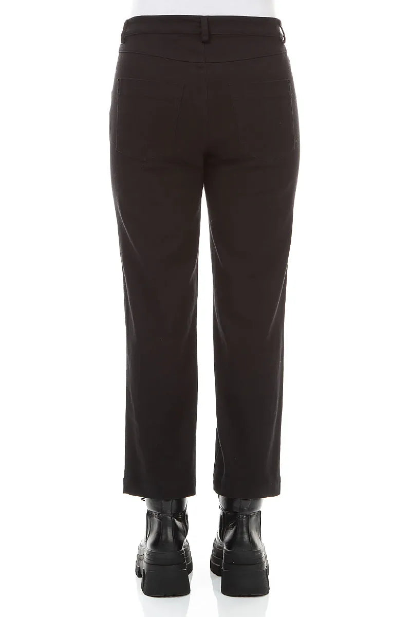 Pantalon en Coton denim noir raccourci