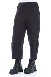 Cropped Black Wavy Cotton Trousers 3