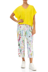 Cropped Colour Splash Linen Trousers 4