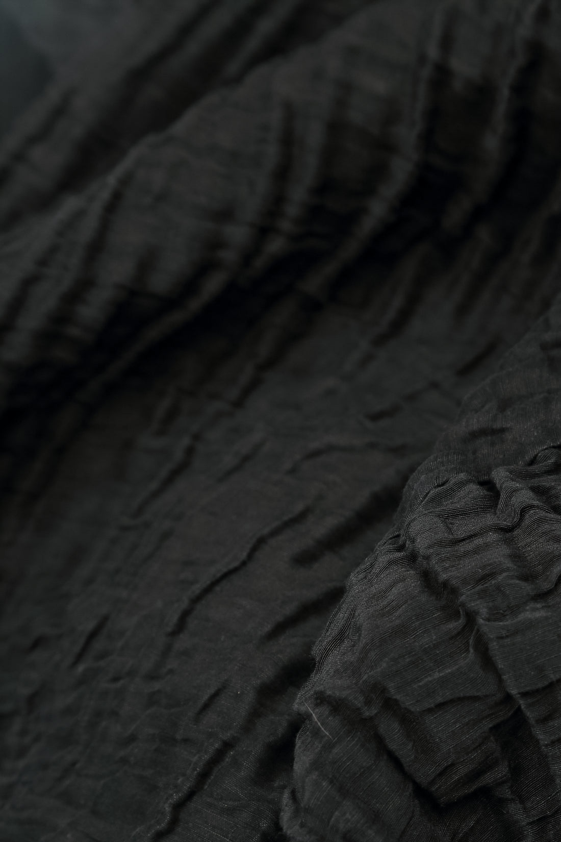 Cropped Crinkled Black Silk Linen Trousers 6
