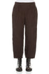 Cropped Crinkled Truffle Brown Silk Linen Trousers 1