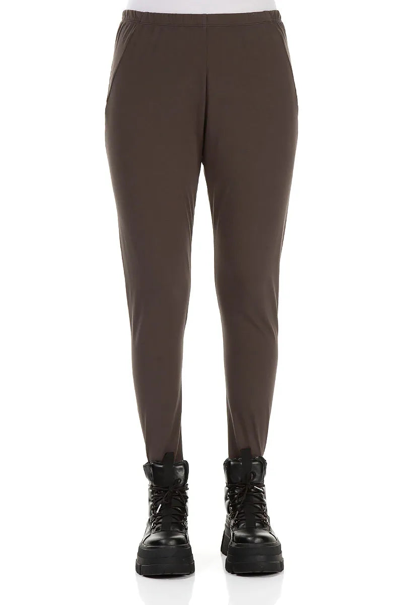 Cropped Forest Brown Cotton Leggings