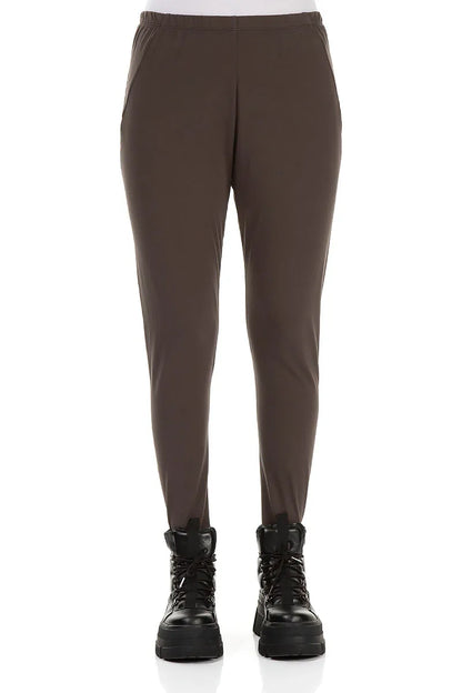 Kurze Leggings aus Baumwolle in Waldbraun