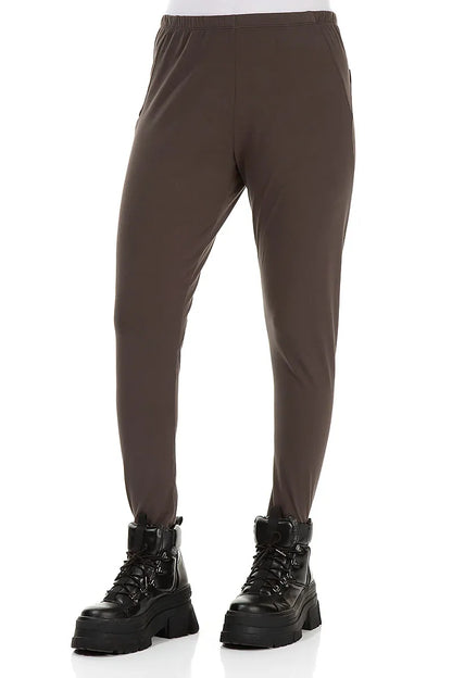 Kurze Leggings aus Baumwolle in Waldbraun