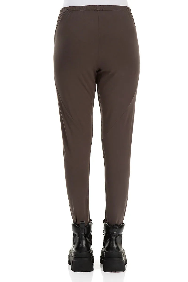 Cropped Forest Brown Cotton Leggings