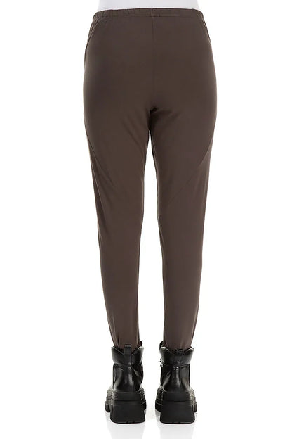 Kurze Leggings aus Baumwolle in Waldbraun