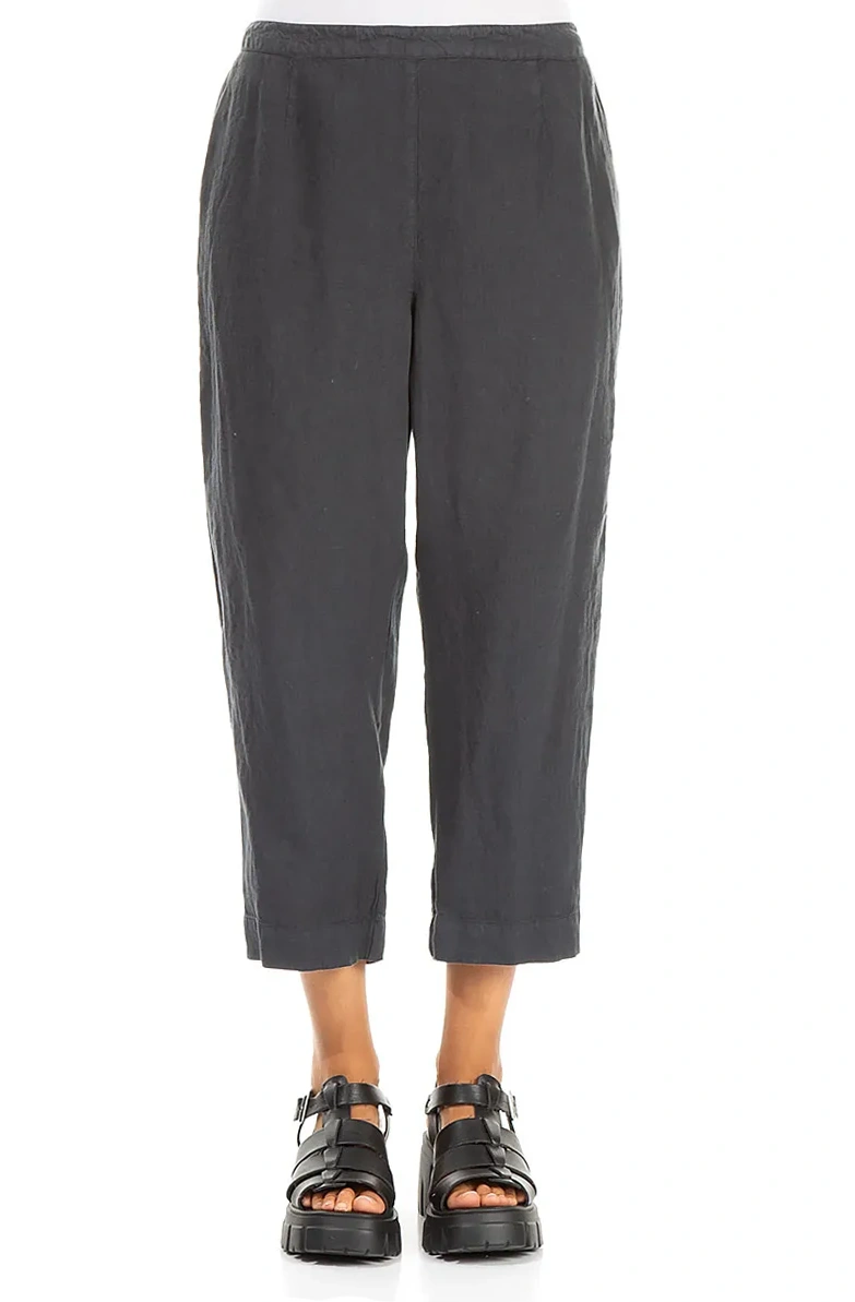 Cropped Graphite Linen Trousers 1