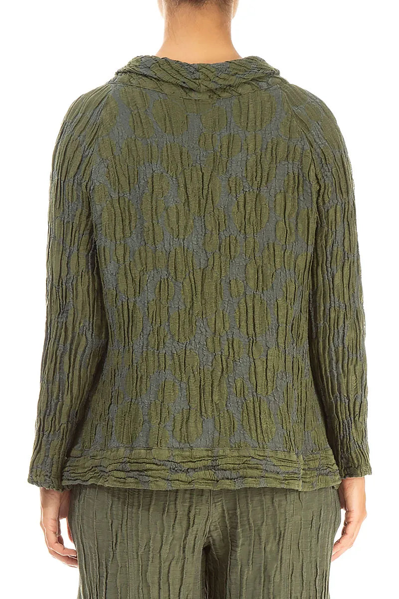 Long Sleeves Forest Mist Circle Silk Linen Blouse 2