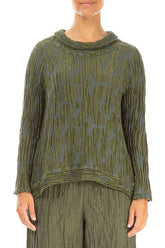 Long Sleeves Forest Mist Circle Silk Linen Blouse 1