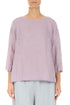 Cropped Sleeves Longer Back Lilac Linen Top 1