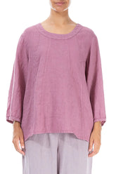 Cropped Sleeves Mauve Taupe Linen Blouse 1