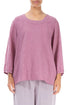 Cropped Sleeves Mauve Taupe Linen Blouse 1