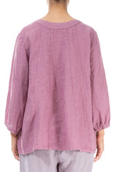 Cropped Sleeves Mauve Taupe Linen Blouse 2