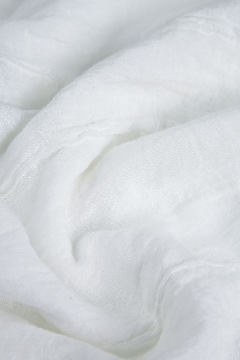 Cropped Sleeves White Linen Blouse 5