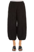 Cropped Taper Black Silk Linen Trousers 1