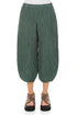 Cropped Taper Crinkled Sage Silk Linen Trousers 1