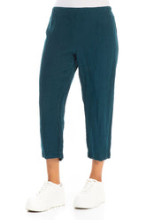 Cropped Teal Linen Trousers 3