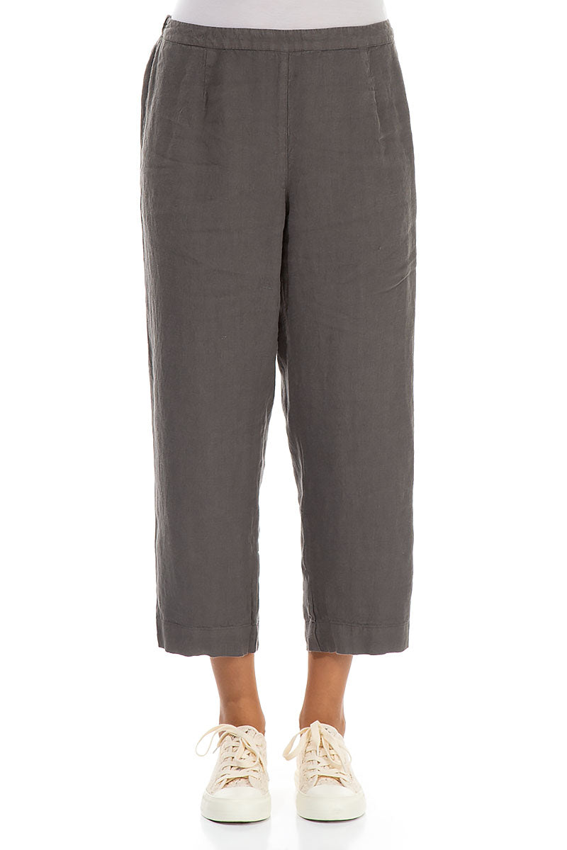 Cropped Truffle Linen Trousers 1