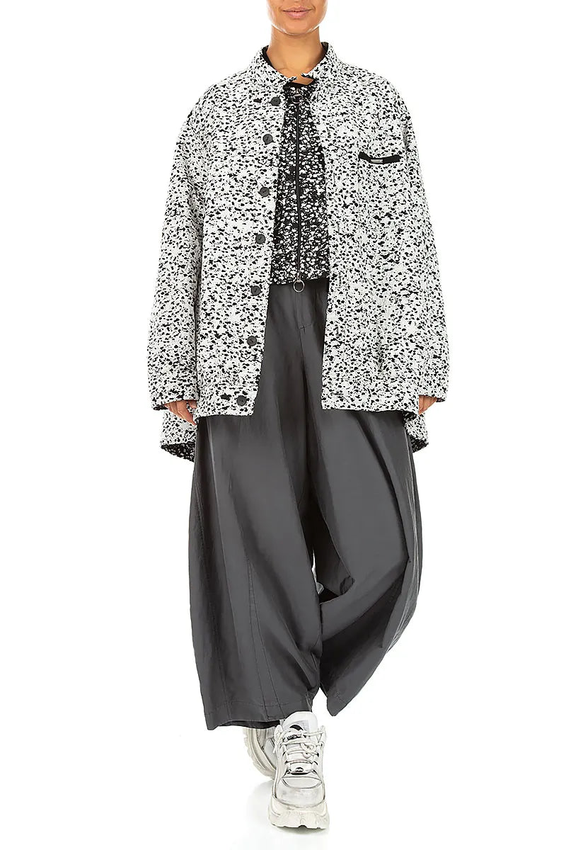 Curved Charcoal Silk Cotton Trousers 4