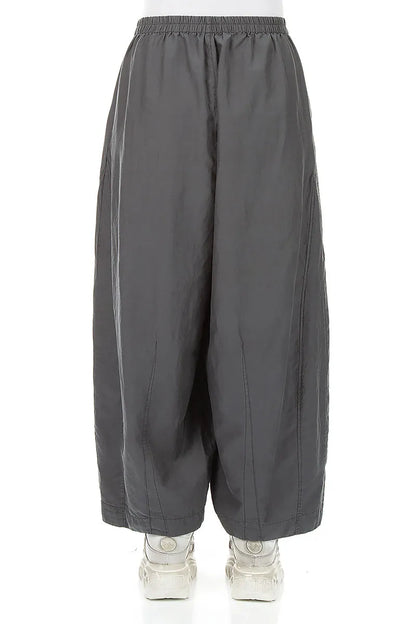 Curved Charcoal Silk Cotton Trousers 2