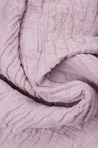 Curved Hem Lilac Crinkled Silk Linen Dress 6
