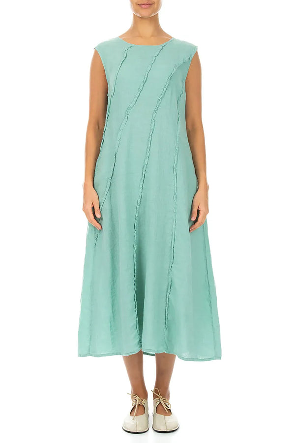 Curved Seam Mint Linen Dress 1