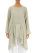 Curved Seams Laurel Green Gauze Linen Tunic 1