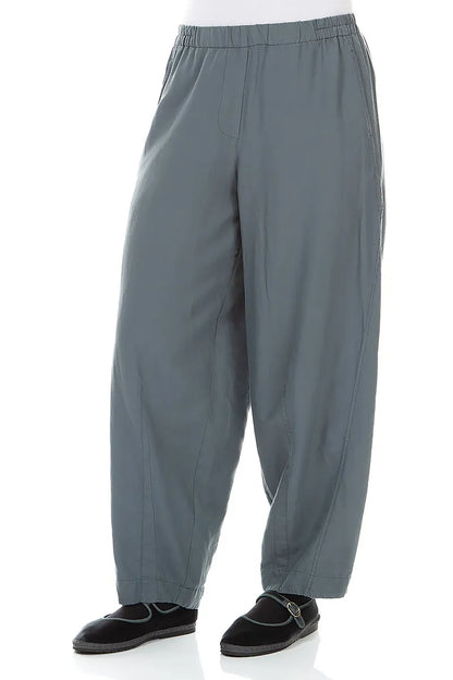 Curved Slate Silk Cotton Trousers