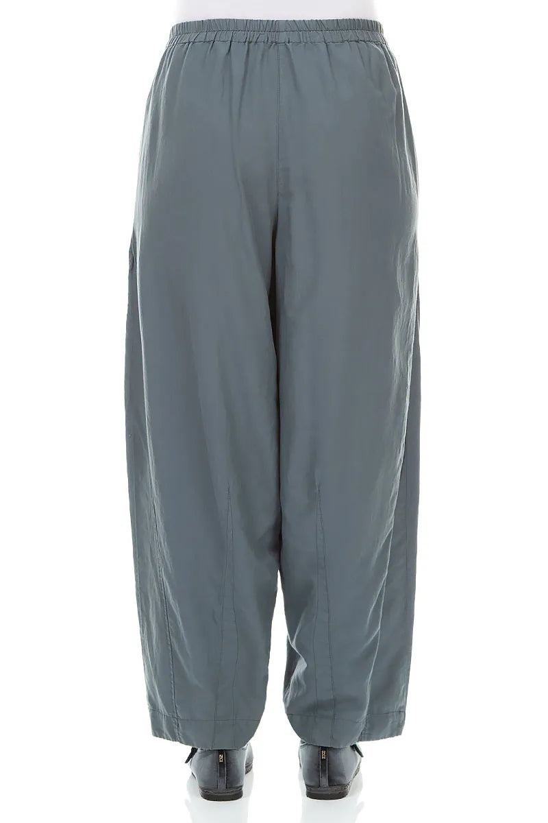 Curved Slate Silk Cotton Trousers