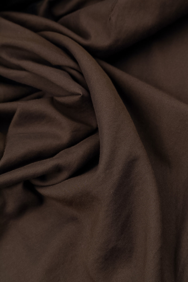 Curved Truffle Brown Silk Cotton Trousers