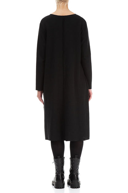 Cut Out Black Rib Cotton Wool Dress 3