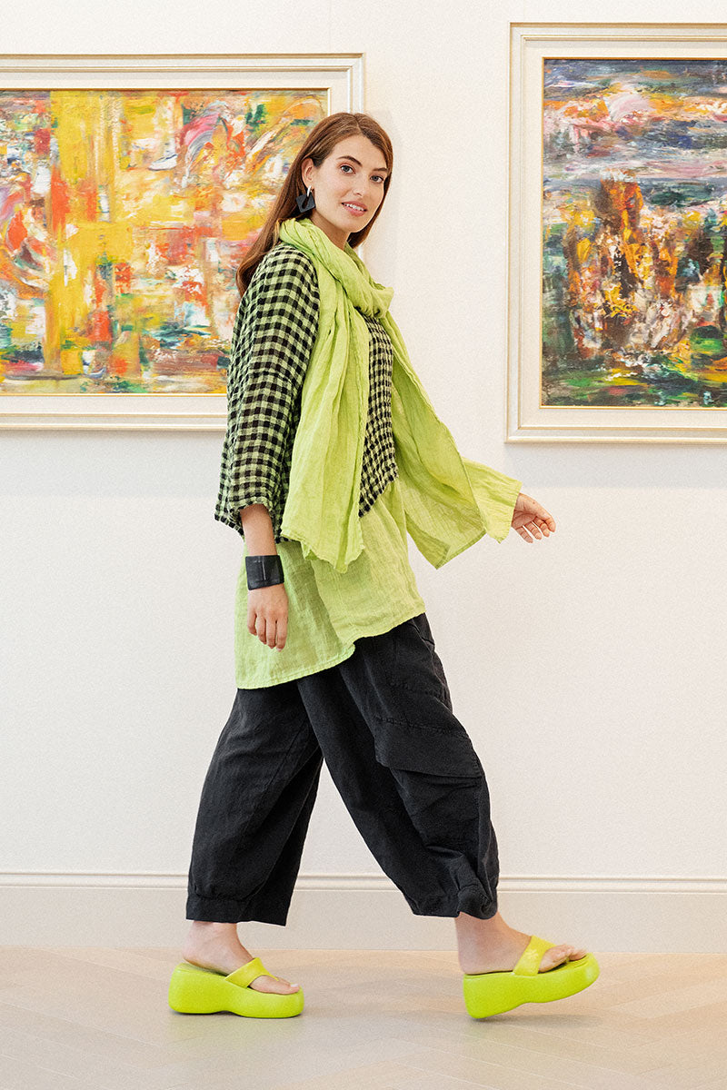 Lime Soft Gauze Linen Scarf 6