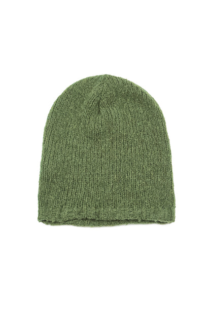 Dark Sage Wool Beanie Hat