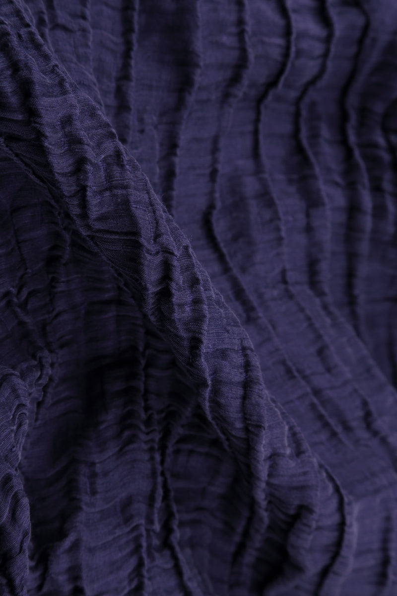 Decorated Front Crinkled Royal Purple Silk Linen Jacket 5