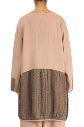 Decorated Loose Apricot Linen Tunic 2