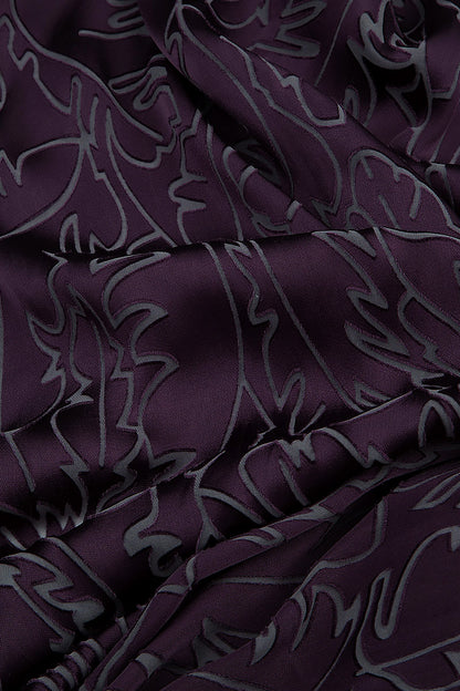 Deep Plum Devoré Feather Silk Scarf