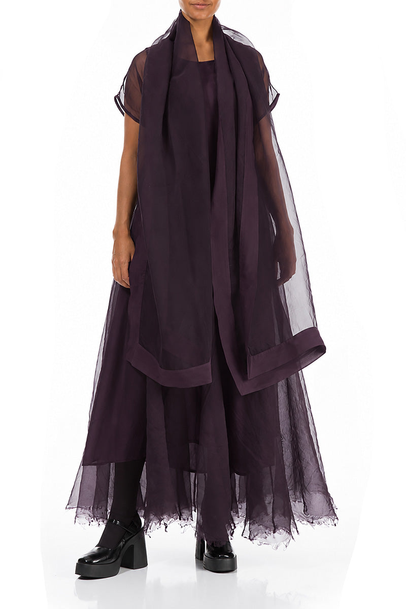 Deep Plum Silk Chiffon Scarf