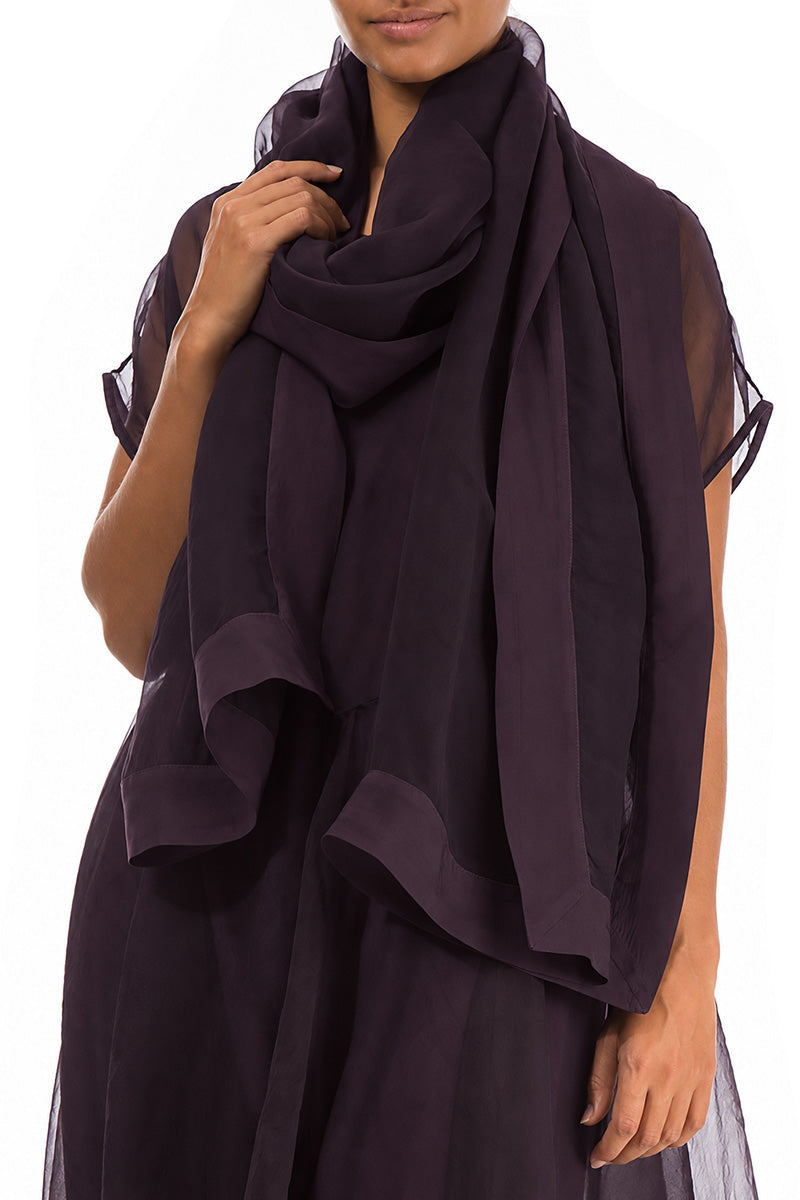Deep Plum Silk Chiffon Scarf