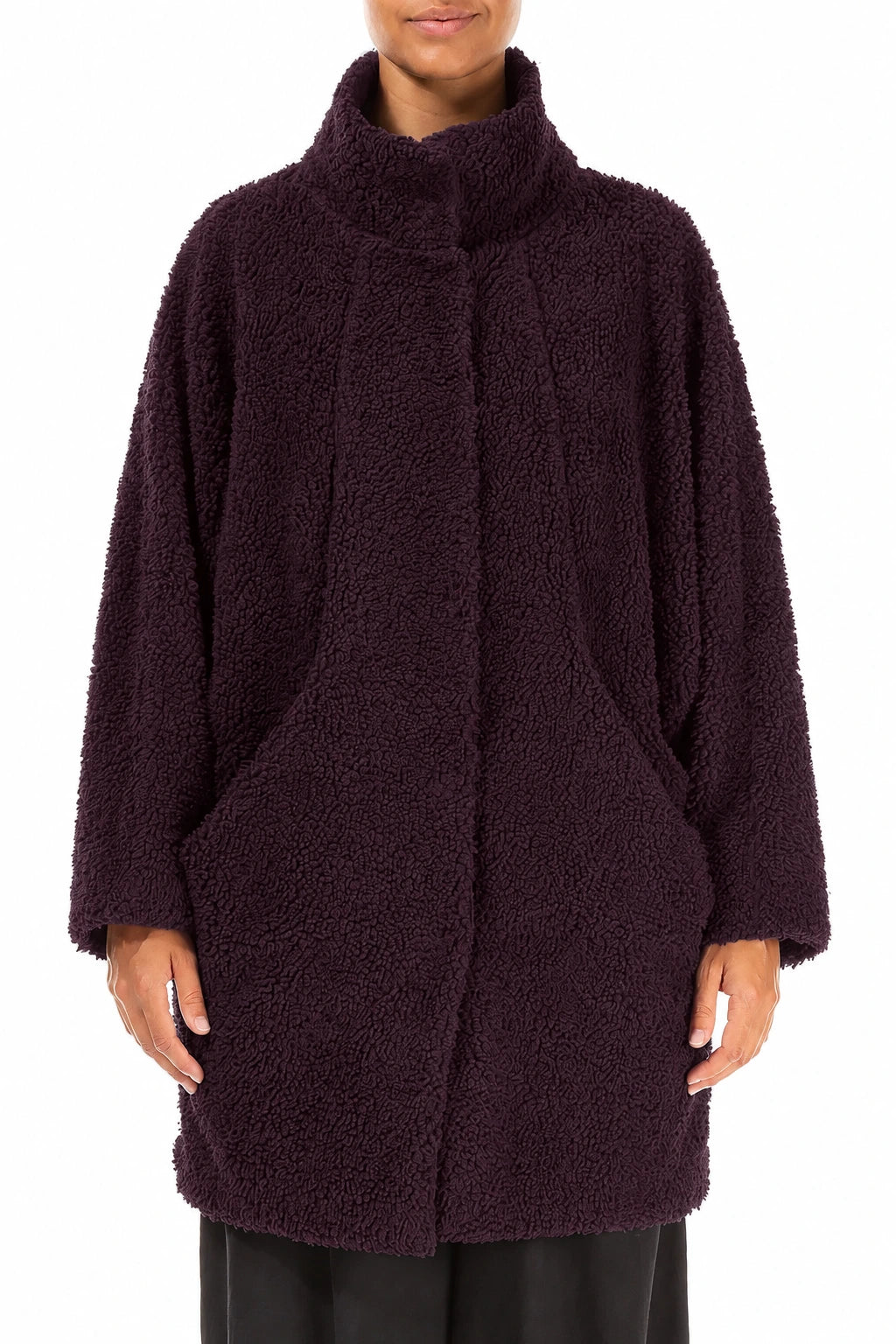 Deep Plum Teddy Cotton Coat