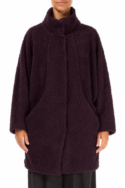 Deep Plum Teddy Cotton Coat
