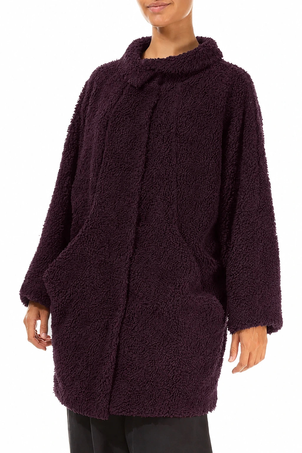Deep Plum Teddy Cotton Coat