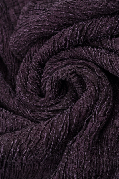 Wide Deep Plum Textured Silk Linen Trousers 5
