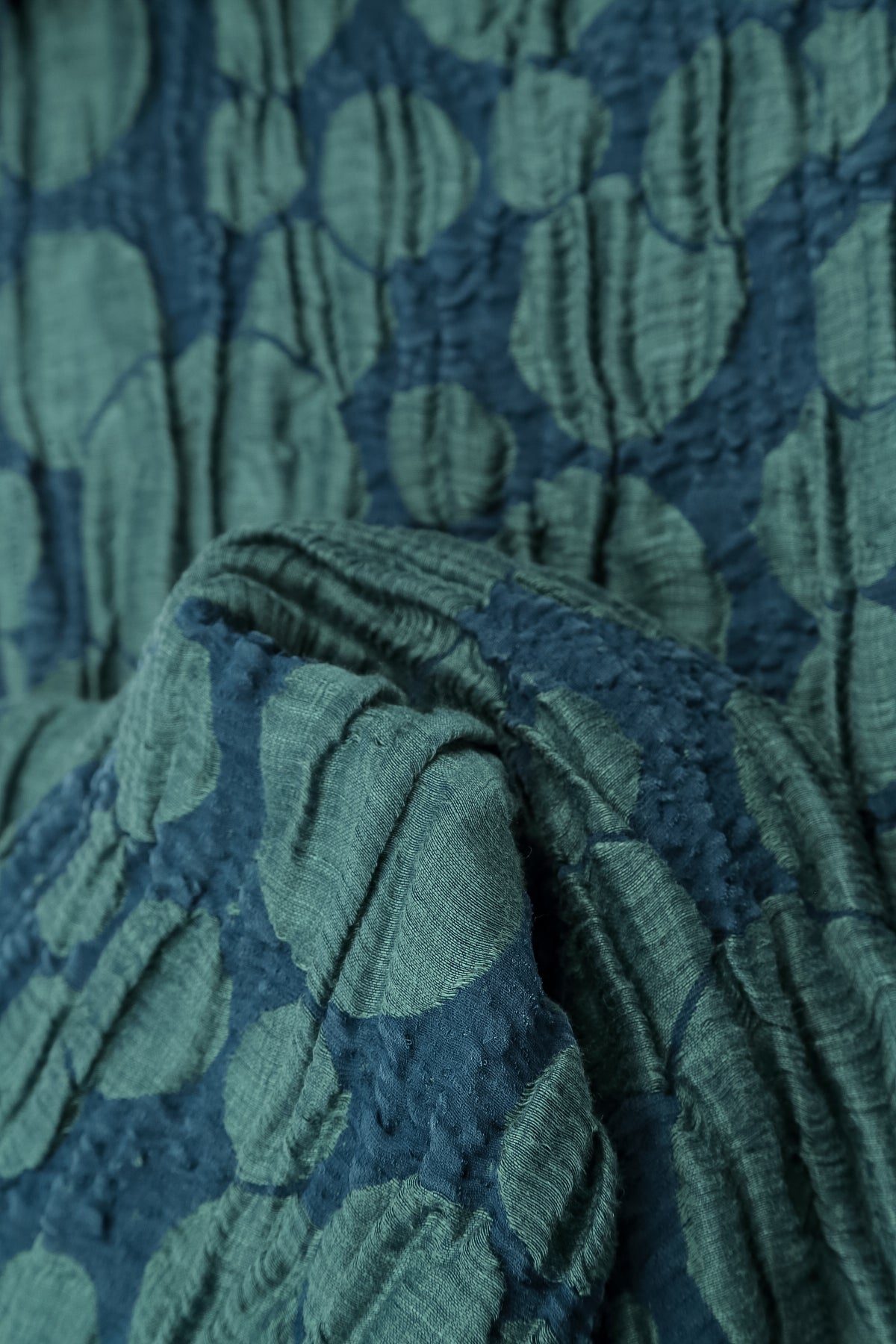 Deep Turquoise Circle Silk Linen Scarf