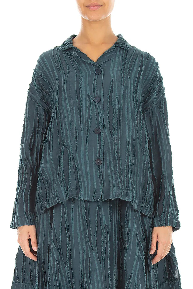 Deep Turquoise Fray Weave Jacket
